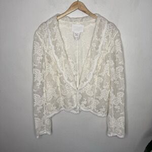 Watters Brides Lace Jacket Women's 18 Ivory White Bridal Blazer Floral‎ Romantic